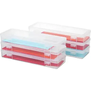 Stackable Plastic Clear Storage Box Containers with Latching Lid - Art Craft  Organizer Storage Containers for Pencil Box, Crayon, Beads,  (6 Pack Large -Clear)