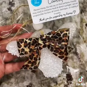 Cow Car Freshie with Leopard Print Bow