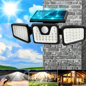 Solar outdoor light camping lamp, 3000 lumens, 74 LED safety lights, three adjustable dimmable spotlight heads with 3 modes, IP65 waterproof, suitable for courtyard, garage, porch, pool, garden, barn, patio—essential for camping #SummerVibes