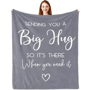 Pubrave Get Well gift for women/men, birthday, inspirational/sympathetic/thinking gift, suitable for women/men/daughter/son/mom/dad, feel better healing blanket gray 60 x 50 inches (approx.152.4 x 127 cm).