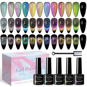9D Cat Eye Gel Nail Polish Set with Magnet - 12 Colors Magnetic Cateye Gel Polish Chameleon Galaxy Effects Manicure for Nail Salon DIY Nail Art at Home