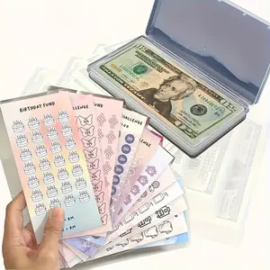 100pcs Envelope Saving Challenge Card Package, Cash Filled SavingsChallenge Box Budget Planner, Fun Savings Challenge With Envelope, 100pcs Envelope + 10pcs Planning Card + 1pc Box jar