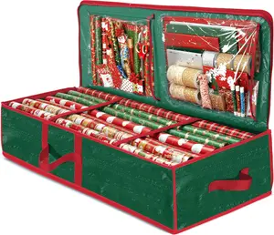 ZOBER Gift Wrapping Paper Organizer Storage - 40" Gift Wrap Storage Containers with Interior Pockets for Bows, Tags & Ribbons