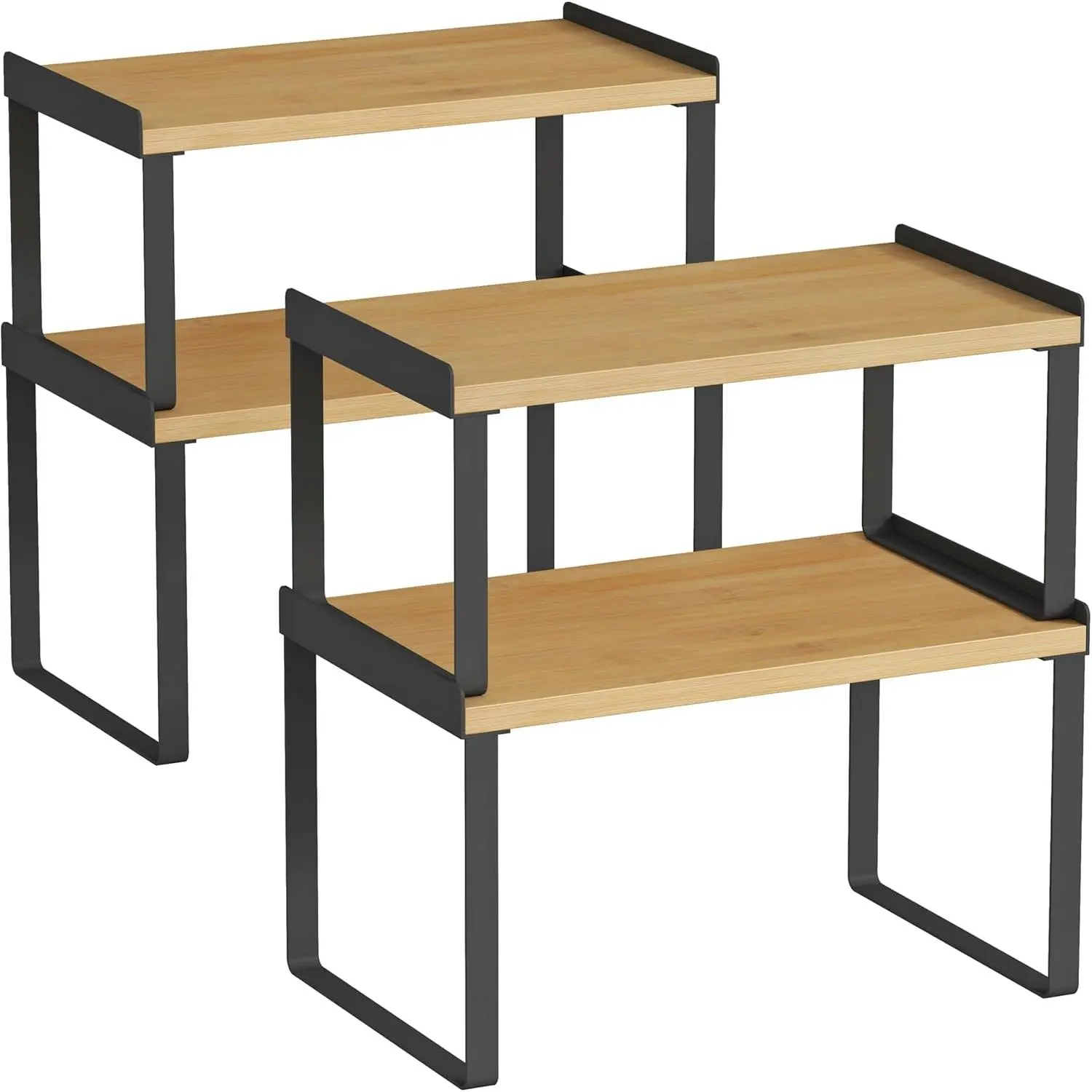 Cabinet Shelf Organizer Set of 4, Kitchen Counter Shelf Riser for Plates Dishes Cups Mugs Spices, Pantry Cupboard Cabinet Organizers and Storage Shelves Rack Insert for Countertop ( )