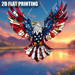 American Flag Freedom Bird Sun Catcher, Colorful Window Hanging, Patriotic Flair, Acrylic Sign, Lightweight, Holiday Gift, Spring Decor, Friend Gift, Wife Gift