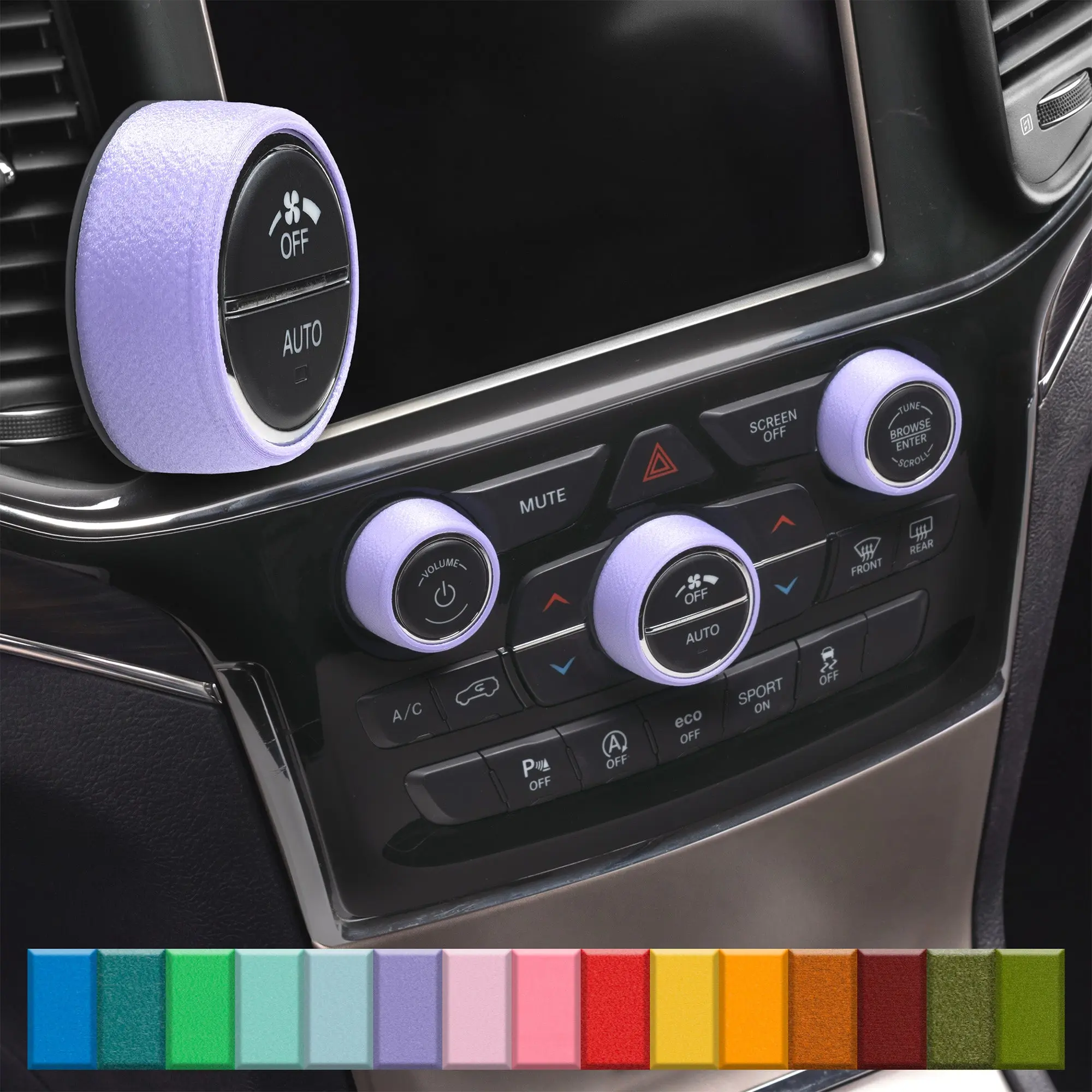For Jeep Grand Cherokee 2014-2022 - Knob Press-Fit Covers | 3-Knob Set Choose Your Color! Precision Fit For a Snug Fit That Stays In Place With No Tape or Adhesive. Made with High Quality Materials That Won't Warp or Fade! Made In The USA