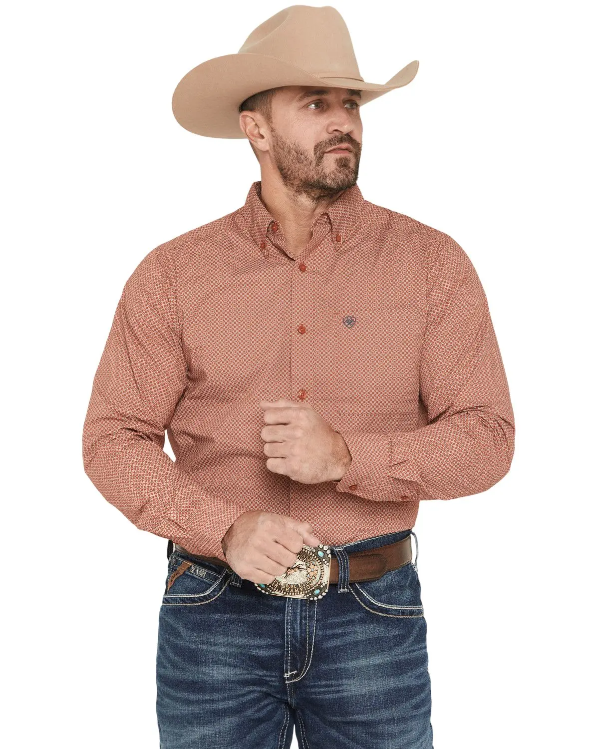 Ariat Men's Men'S Warren Geo Print Fitted Long Sleeve Button-Down Western - 10065965
