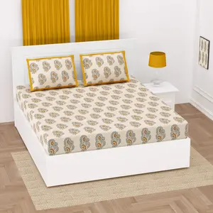 Ethnic Floral Block Print Cotton Bedding Set | Luxurious, Soft & Breathable for Bedrooms | King, Queen, Twin | Ideal Gift for Home