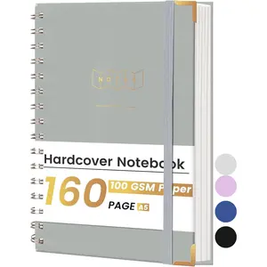 Lined Spiral Notebook Journal for Work 160 Pages Hardcover Spiral Notebook College Ruled A5 Small Spiral Notebook 5x7 Journaling Notebooks for Writing Note Taking , Gray