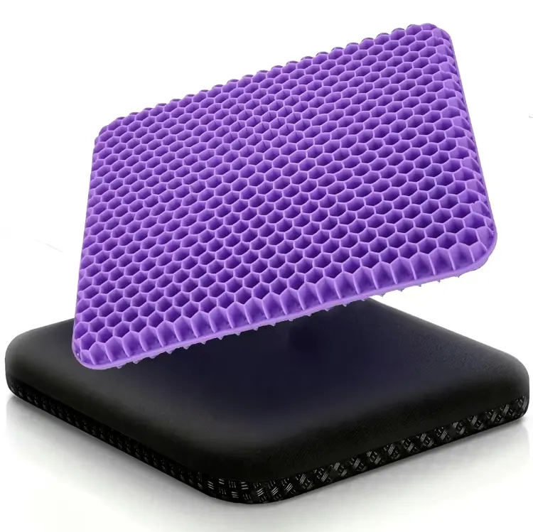 Ultra-Thick Honeycomb Gel Seat Cushion - Breathable Cooling Design, Non-Slip Base, Relieves Tailbone & Back Pain for Office, Driving & Wheelchair Use, Elastic Furniture Guard
