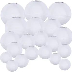 20 Pack Chinese White Paper Lantern Round 4" 6" 8" 10" 12" White  Lanterns Wedding Party Decorations