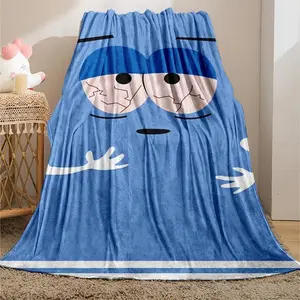 Cartoon Tired Eyes & Hands Pattern Flannel Blanket, 1 Count Soft Comfortable Air-conditioned Room Throw with Storage Bag, Warm Nap Blanket for Home Office Travel Camping, Valentine's Day Gift, Lightweight Cozy Blanket