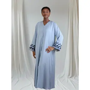 Ayesha's Luxury Embroidered Abaya set | Slate Blue