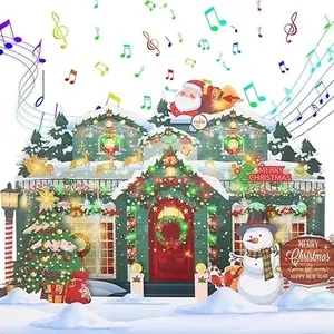 Christmas Greeting Cards 3D Pop Up Christmas Gift Card with Musical & Home Animated Lights.