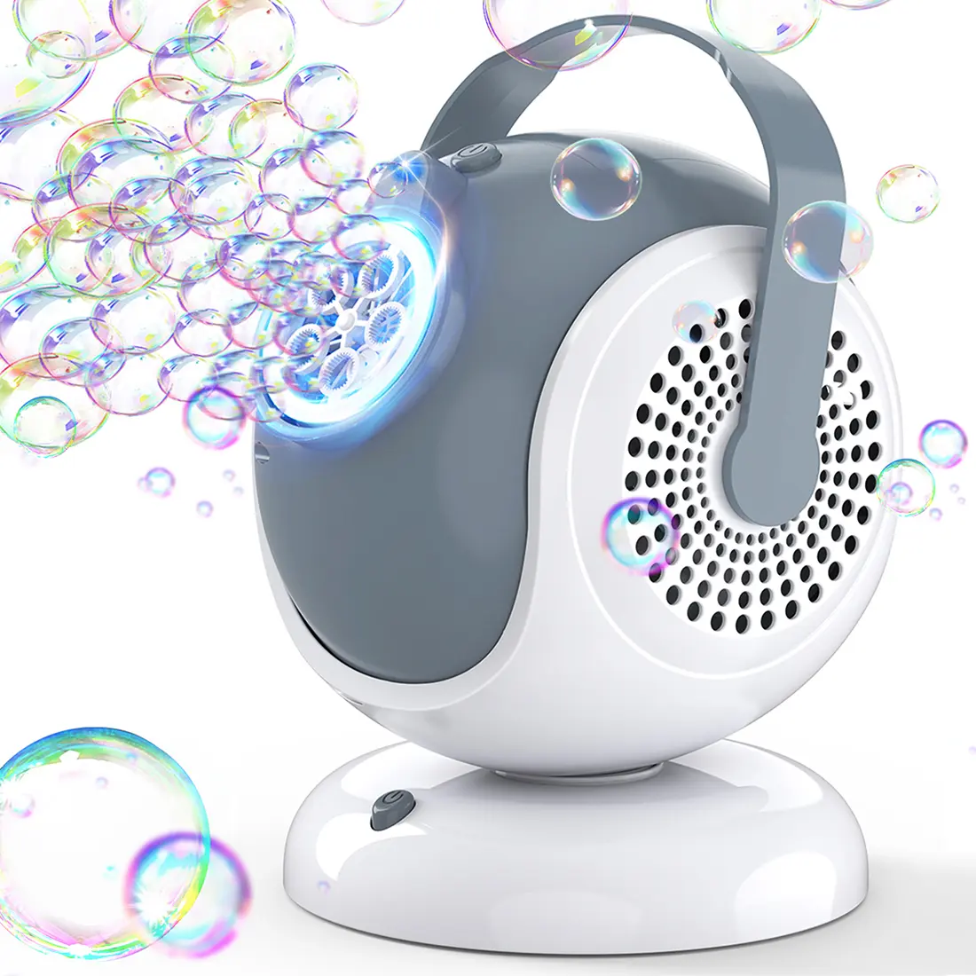 Bubble Machine for Kids - Automatic Bubbles Blower for Toddlers - 360° Oscillation & 75° Adjustment, Bubble Toys with LED Light - Gifts for Parties, Boys, Girls, Halloween, Outdoor