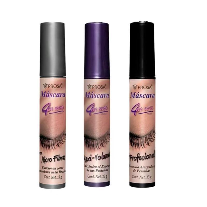 Prosa Mascara Set of 3 piece bundle Set - Lash Set Mascara Mexicana Alargadoras + Efecto Extension + Volumen Waterproof Curling Mascara CosmeticWaterproof Silk Fiber MascaraEyelash Growth Serum for Thicker Lashes Makeup Daily Lightweight Intense Black