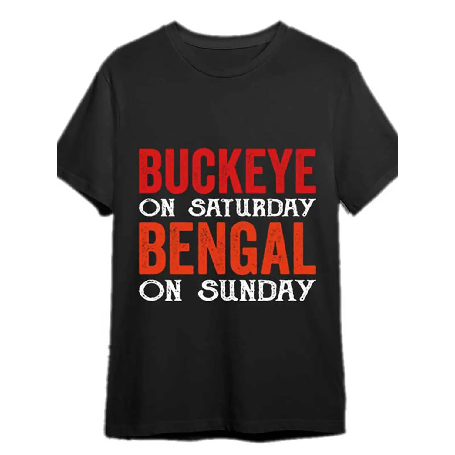 Soft & Comfy T shirt Ohio State on Saturday, Bengals on Sunday - Ohio State on Saturday, Bengals on Sunday - T-shirt Fun Men's short sleeve graphic T-shirt