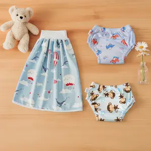 3pcs Waterproof Diaper Skirt + Training Pants, Leak-Proof Absorbent Easy to Clean, Baby Potty Training Essential, Breathable Comfort