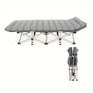 Grey folding camping bed, heavy duty rollaway bed with carrying bag, suitable for travel camp office, RV travel rollaway bed