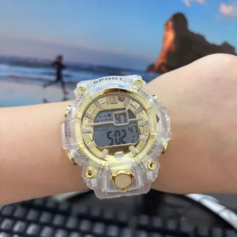 Electronic Watch Transparent Strap, Multifunctional Waterproof Fashion Sport Watch for Boys & Girls, Unisex Digital Wristwatch, Casual Watch, Digital Watches