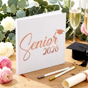 2026 8.7'' x 8.7" Graduation Guest Book with 2 Markers 144 Pages Hardcover Rose Gold Foiled Scrapbook Photo Album for Graduation Party Graduate Keepsake Gifts