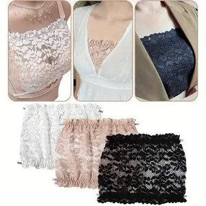 New Four Seasons Elegant Lace Women'S Vest Cover - Low Neck Dignified Splicing, Perfect for Bra Padding, Lace Trim, Lace