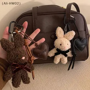 Kawaii Plush Rabbit Keychain Doll Charm Y2K Cute Sweet Bunny Stuffed Toy Keyring Backpack Pendant Bag Decoration