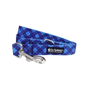 Blue Argyle Preppy Plaid 5' Designer Dog Leash