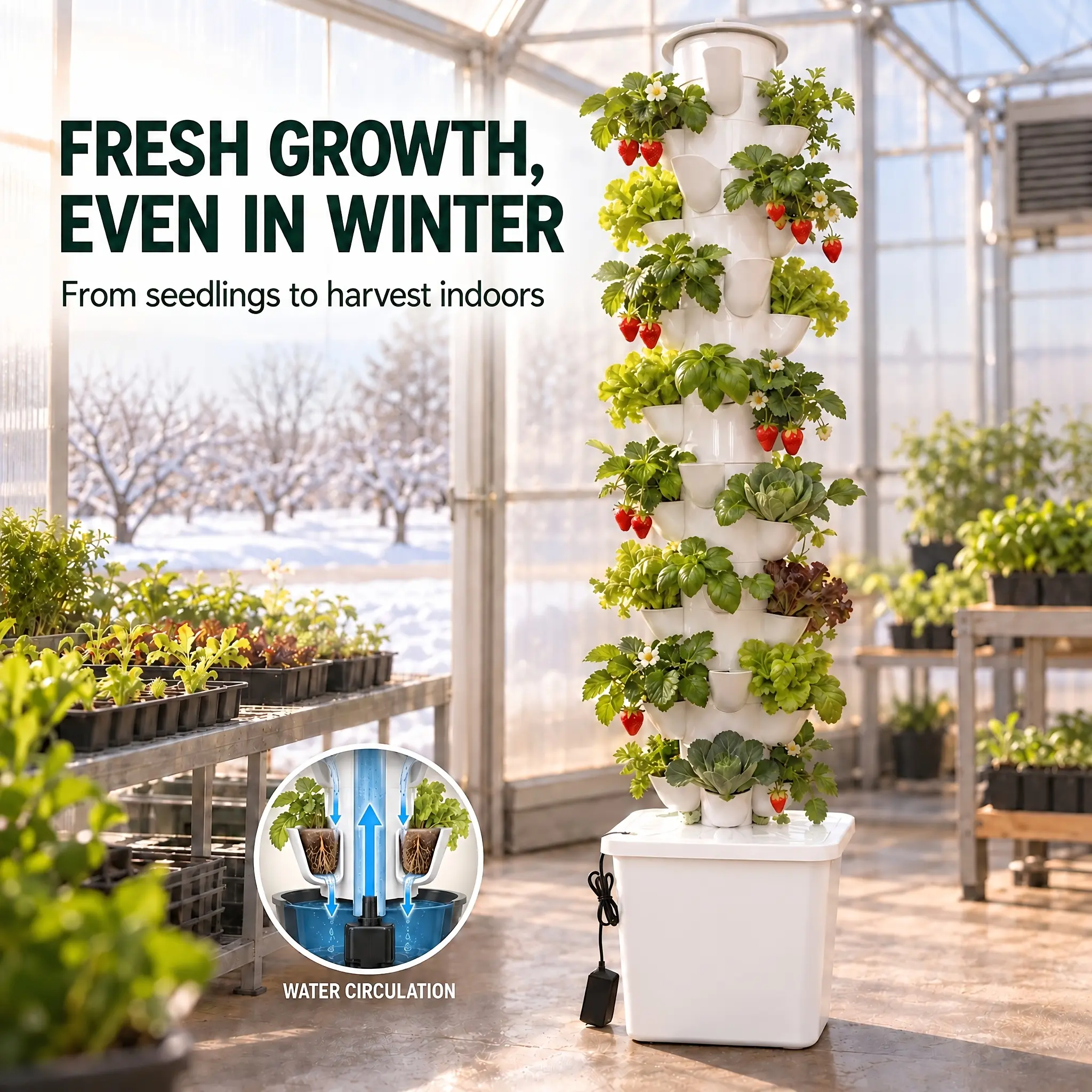 3-11 Tier Hydroponic Tower Vertical Hydroponic System Soil-Less Cultivation Planting Tower Garden Vegetables Strawberry Planting Pipeline
