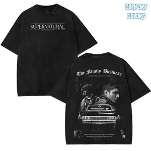 Comfort Colors Supernatural V1 Washed T-Shirt, Supernatural Vintage T-Shirt, Gift For Woman and Man Unisex Washed graphic T-Shirt Casual Cotton Fashion Top