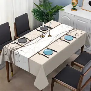 Jit1pc's new printed tablecloth features a beige brown vine floral pattern, suitable for rectangular dining tables, coffee tables, and festive party decorations