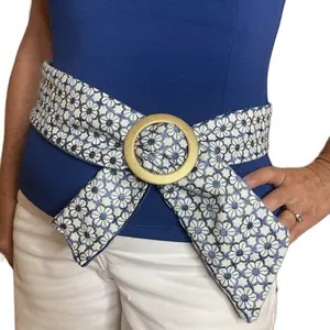 The Daisy belt-Reversible Velvet Fabric Belt with Girly Floral Pattern for Women