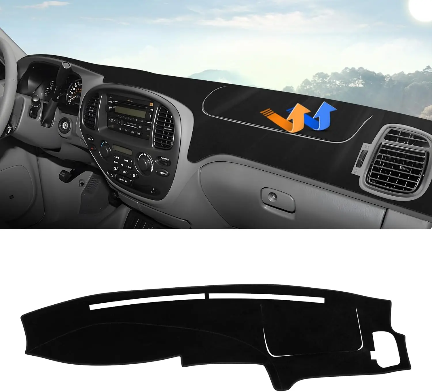 KUST Dashboard Cover Mat for 2000-2006 Toyota Tundra & 2001-2007 Toyota Sequoia Accessories Dash Cover Upgrade Velvet Dash Mat Sunshade Glare UV Rays Protector, Truck Accessories, Car Accessory