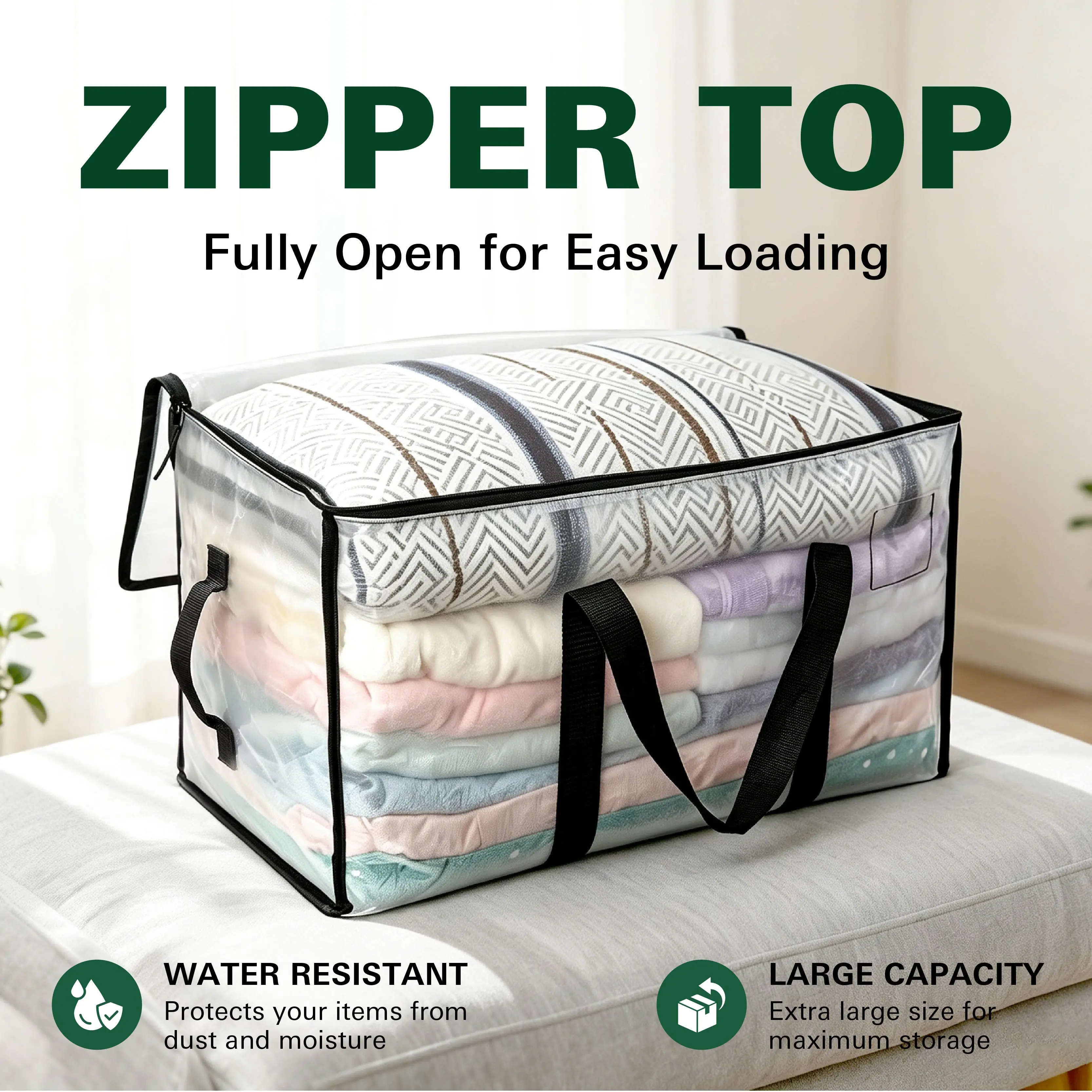 9-Pack Heavy-Duty Transparent Nylon Foldable Rectangular Storage Boxes with Hinged Lids, Large-Capacity Home Organizers for Travel & Apartments