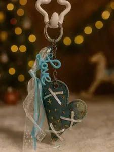 Light Blue Denim Heart ️Charm Accessory - Compact Easy to Carry - Versatile Usage - Easy Clip On Design for Bags Purses Keychains & More