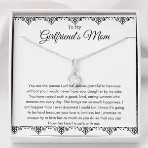 Personalized To My Girlfriends Mom, Mother In Law Birthday Gift, Birthday Gift For Mother In Law, Silver Necklace, Thank You Gift For Girlfriends Mom