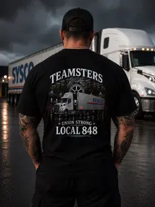 Men's Bold Teamsters Local 848 Short-Sleeve Round Neck Tshirt - Casual Streetwear Menswear Work Clothes for Summer
