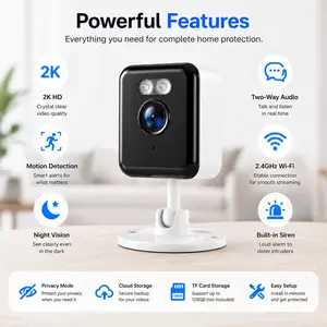 2026 New Smart AI Mini Security Camera, 2.4GHz WiFi Indoor Camera with Motion Detection & Alerts, Two-Way Audio, Full Color Night Vision, USB Powered, Supports SD/TF Card Storage