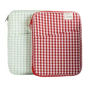 Checkered Tablet & Laptop Sleeve - Foldable Soft Polyester Case with Multiple Compartments, Durable Protective Cover for iPad, MacBook 13-Inch, Laptop Bag, Tablet Protection, Stylish Accessory, Sturdy Construction, Tech Enthusiasts Computer