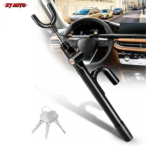 Steering Wheel Lock Anti-Theft Device Security Car Lock Anti Theft Car Device Visible Antitheft Locking Devices Adjustable Car Wheel Lock for Cars with 3 Keys (Black)