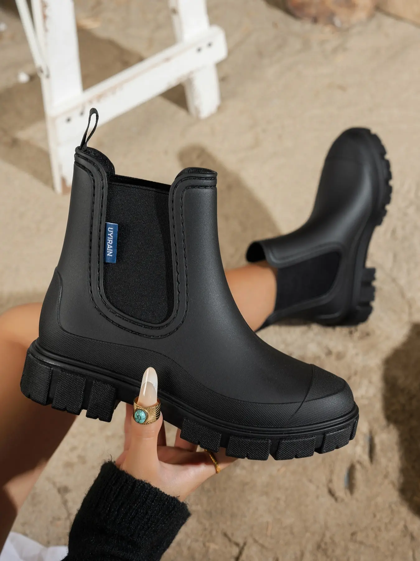 Women's Fashion Waterproof Non-Slip Rain Boots, Rubber Boots, Outdoor Casual One-Step Design, Suitable for Students and Sports Activities, Waterproof Footwear