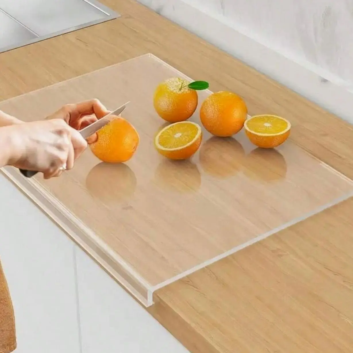 Acrylic Non-Slip Transparent Cutting Board, Protects Countertop, Household Dining Cutting Board