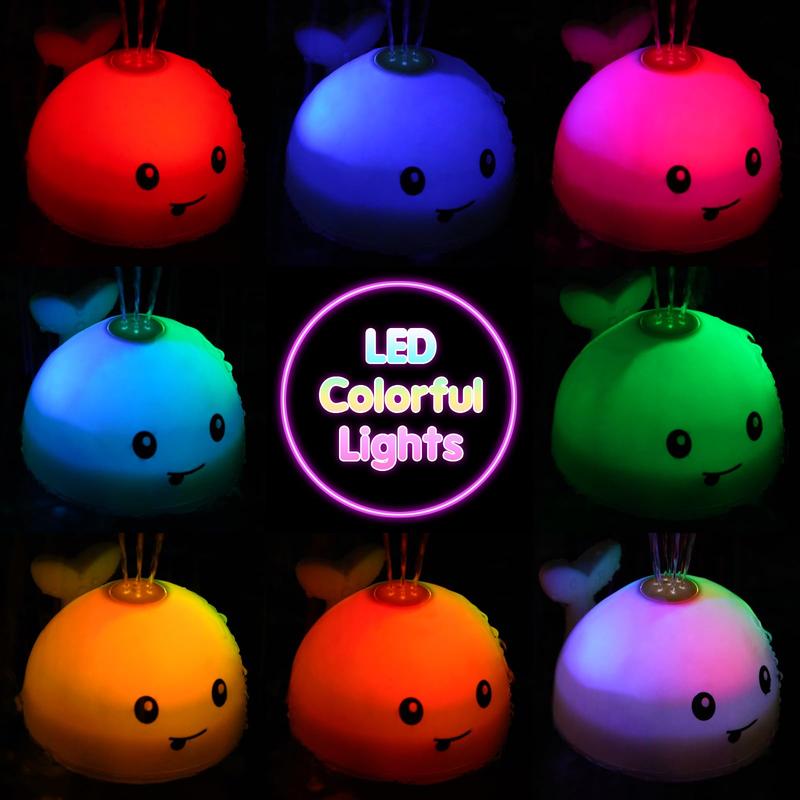 Whale Bath Toy Water Sprayer Glowing Water Play Toy Automatic Color Changing Suitable for 1-3 Years Old Children, Makes Bath Time More Enjoyable dinosaur bath toy