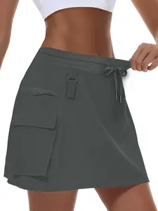 Women's Hiking Cargo Short Skirt High Waist Golf Style Casual Dress with Zipper Pockets Quick Dry Sporty Skirt Athletic Skort Active Skort Skirt Casual Sporty Skorts