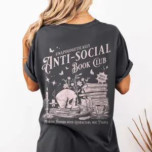 Anti-social Book Club Shirt, Introverted Romance Reader Vintage Distressed Reading T-shirt, Book Lover Gift, Comfort Colors Fit Top Womenswear Soft