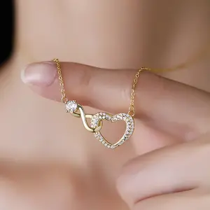 2026 New Arrival Infinity Heart Necklace, Interlocking Hearts Dainty Choker, Tarnish-Free Waterproof, Perfect Valentine's Day Gift for Girlfriend/BFF