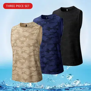 Men's 3-Pack Camo Sleeveless Tank Top - Quick-Dry Cool Fabric, Crew Neckline, Athletic Fit, Perfect for Gym & Casual Wear