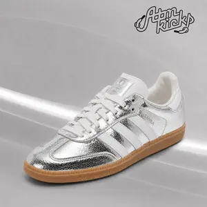 adidas Samba OG Silver Metallic Cracked Leather (Women's) JR0035 Authentic Shoes Footwear Sneaker Trainer Comfortable Walking Fashion Trending Gift
