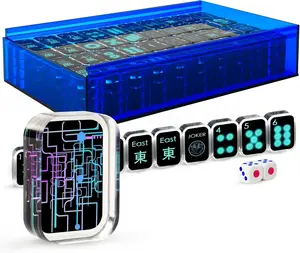 American Mahjong Game Set, 166 Black Line Transparent Acrylic Mahjong Tiles 1.18''(30mm), 2 Dices, Mah-Jong Sets with One Blue Storage Case (Ma Jong, Mah-Jongg, Majiang)