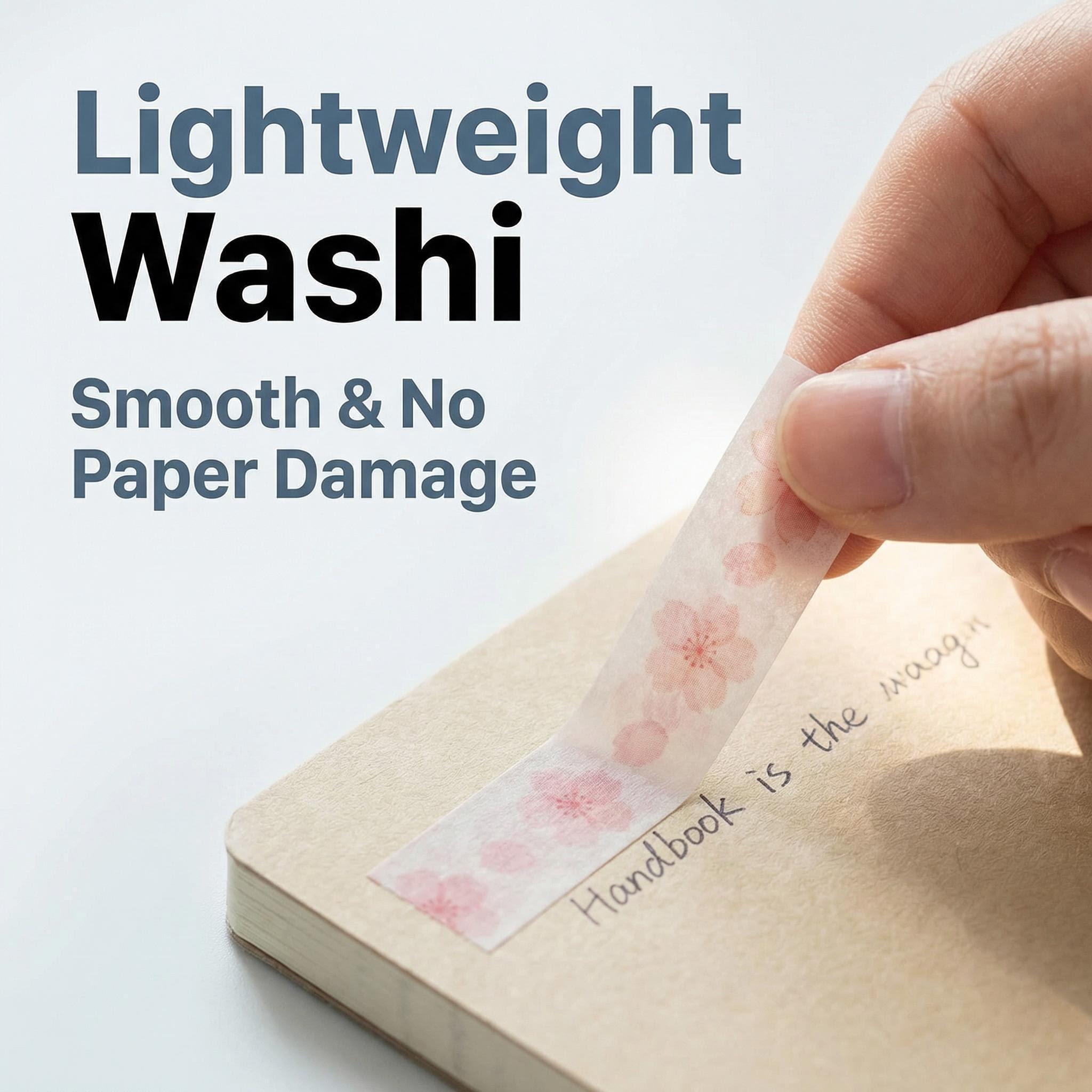 5 Rolls Washi Tape Set Creative Basic Skinny Decorative Tapes for Arts, DIY Crafts, Journals, Planners, Scrapbooking, Wrapping (Sakura)